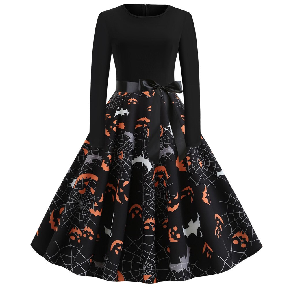 Gothic Cartoon Print Halloween Costume | Midi