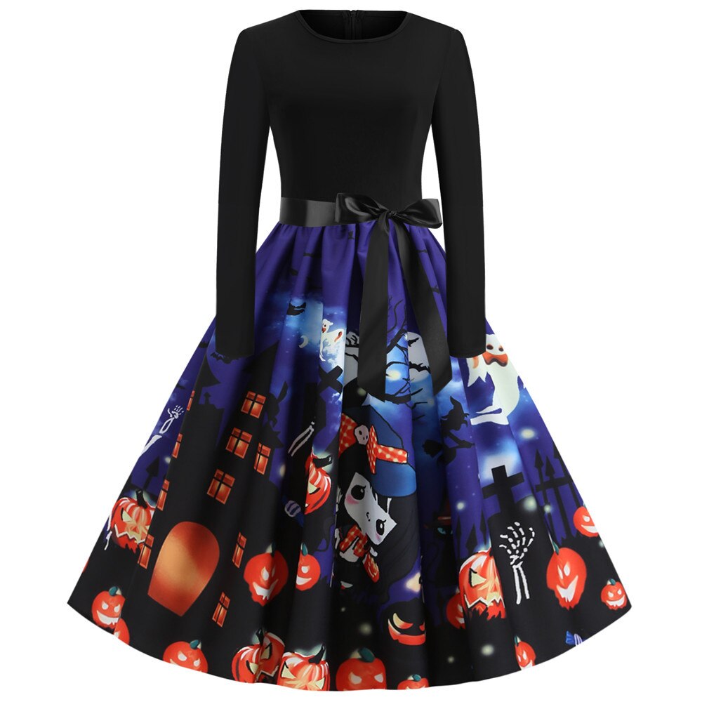 Gothic Cartoon Print Halloween Costume | Midi