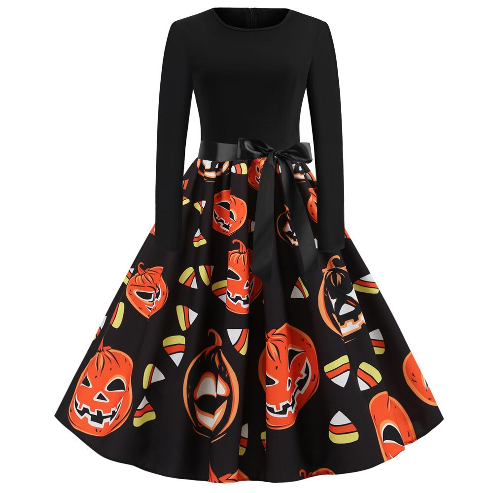 Gothic Cartoon Print Halloween Costume | Midi