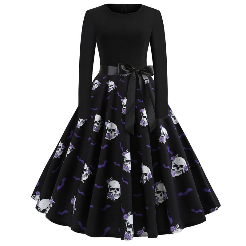 Gothic Cartoon Print Halloween Costume | Midi
