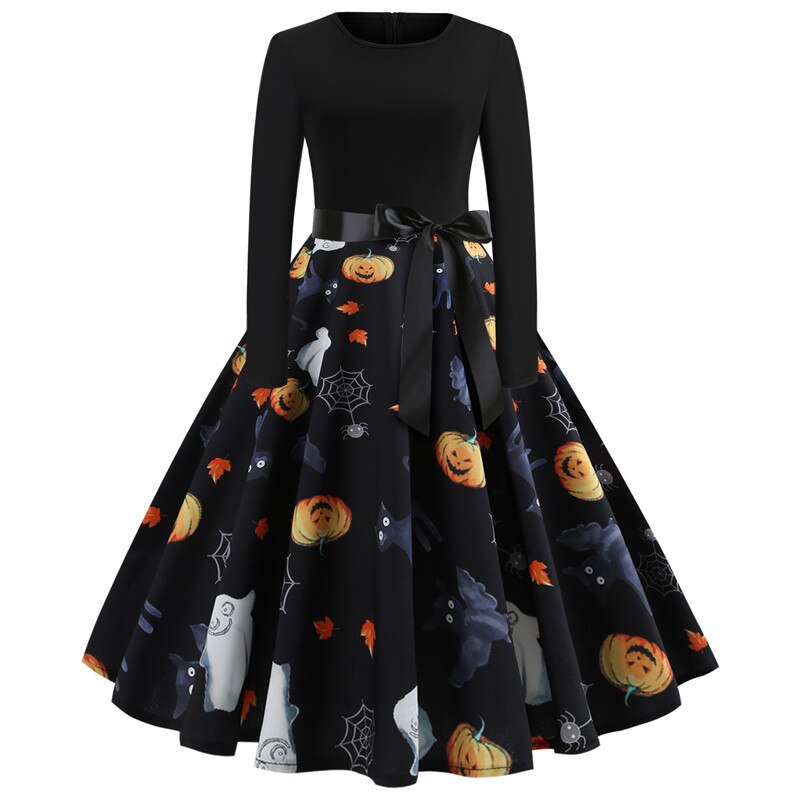 Gothic Cartoon Print Halloween Costume | Midi