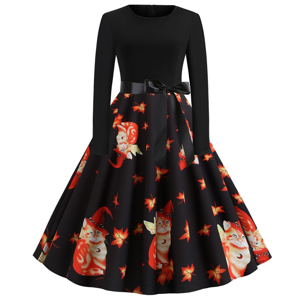 Gothic Cartoon Print Halloween Costume | Midi