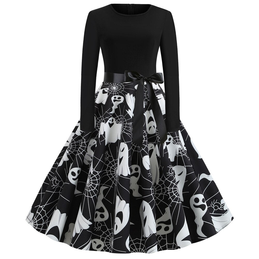 Gothic Cartoon Print Halloween Costume | Midi