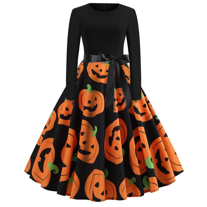 Gothic Cartoon Print Halloween Costume | Midi