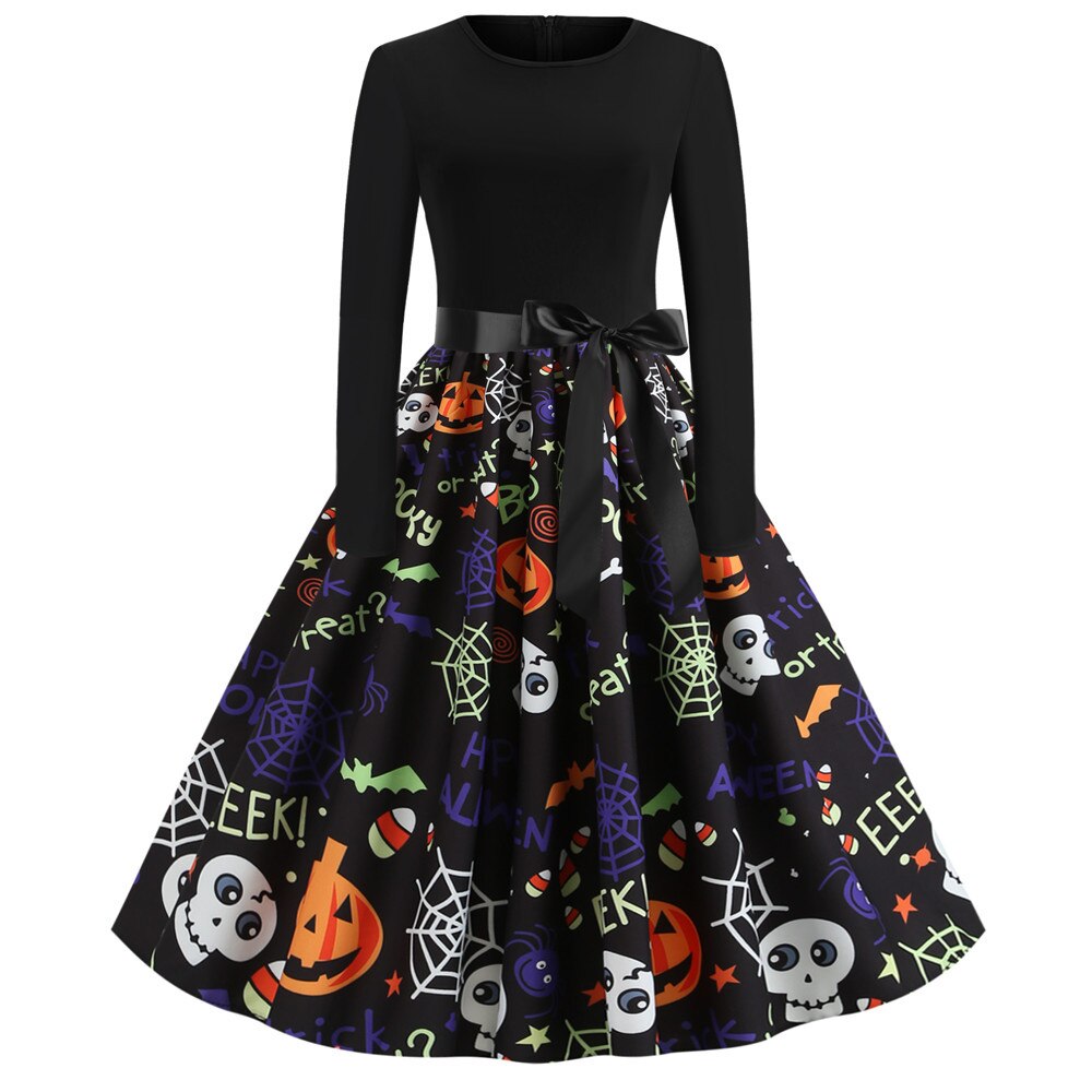 Gothic Cartoon Print Halloween Costume | Midi