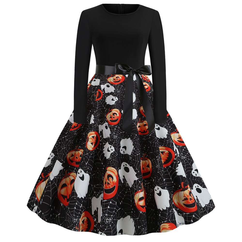 Gothic Cartoon Print Halloween Costume | Midi