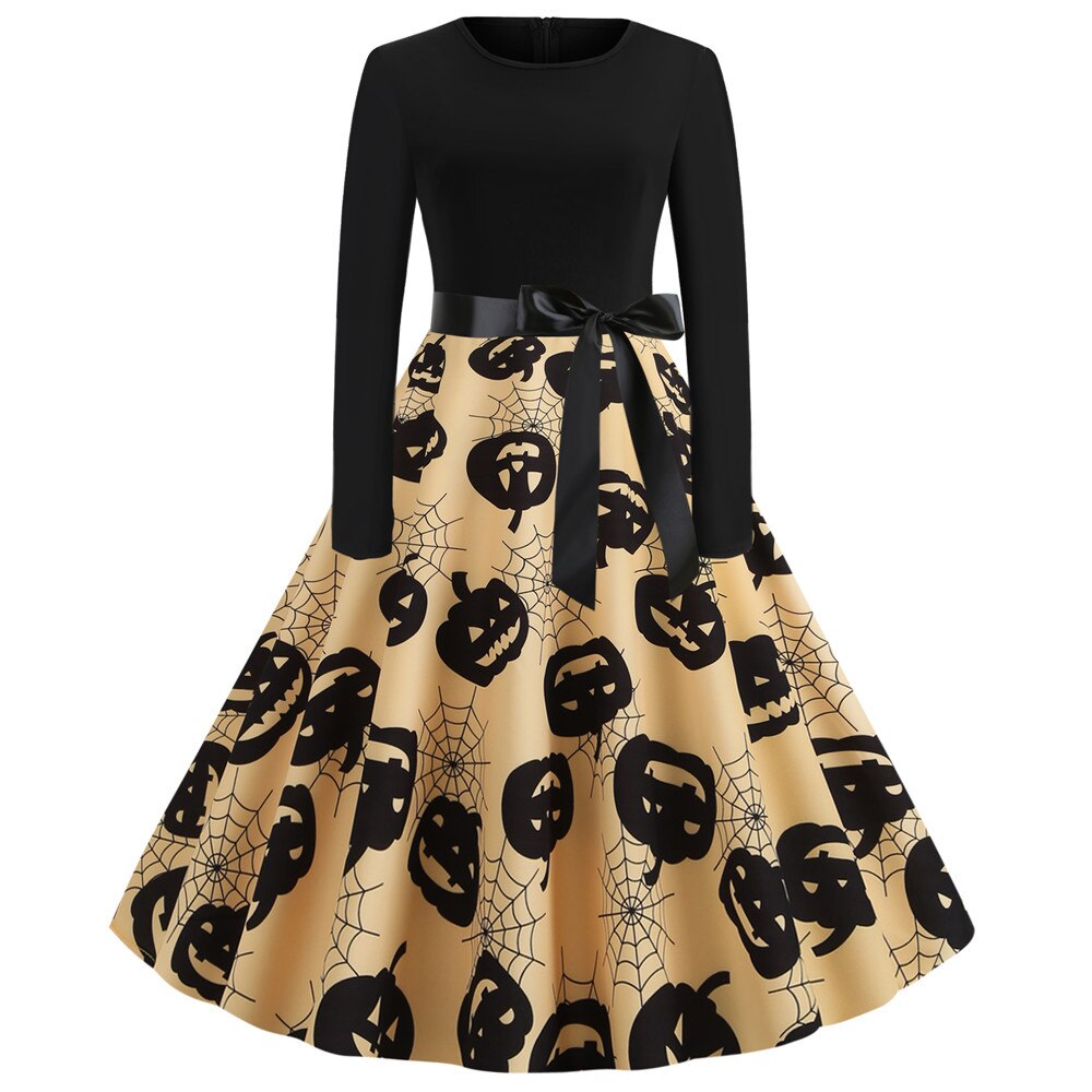 Gothic Cartoon Print Halloween Costume | Midi