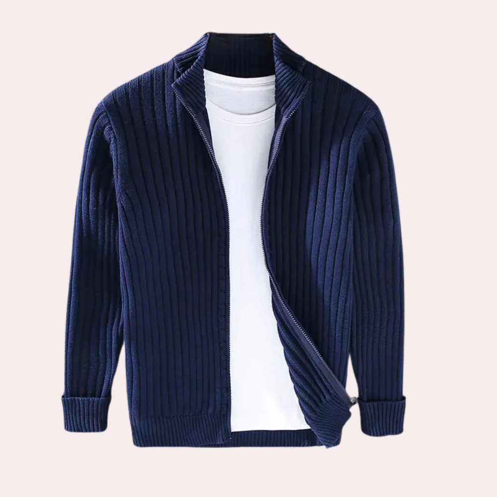Silas | Modern Knitted Zipper Cardigan for Men