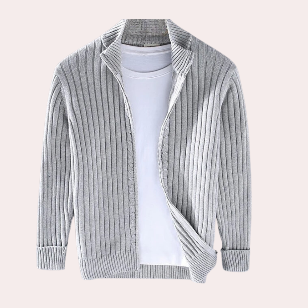 Silas | Modern Knitted Zipper Cardigan for Men