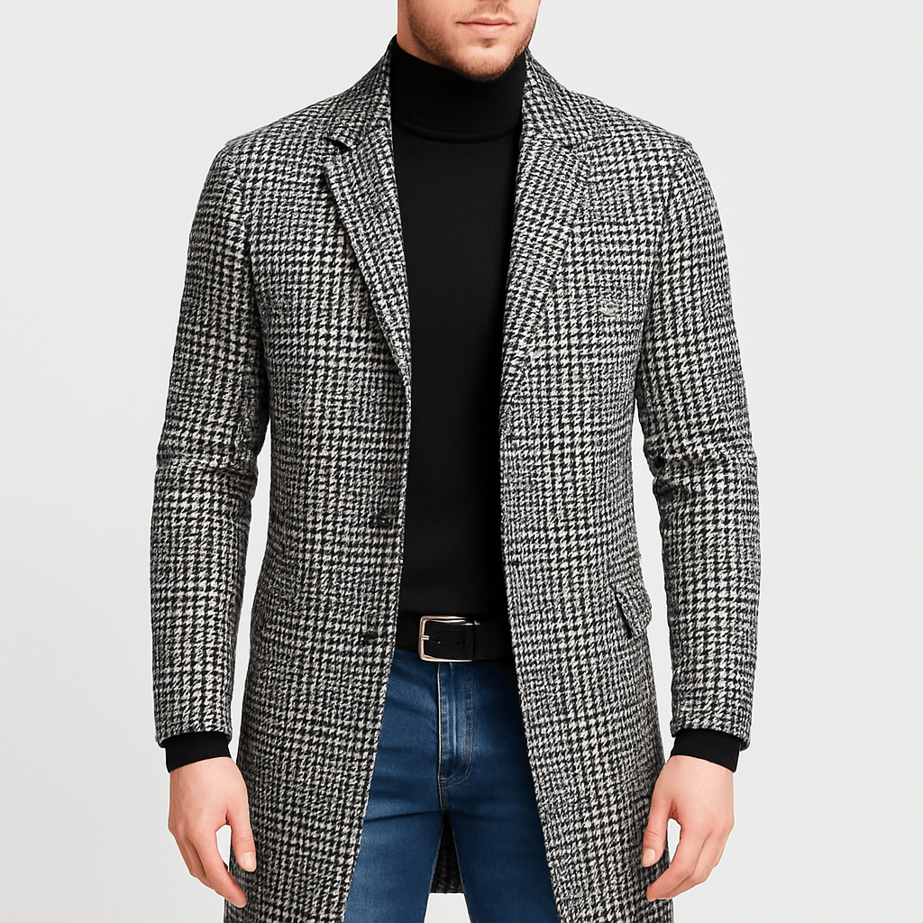 William | Men's Checkered Trench Coat