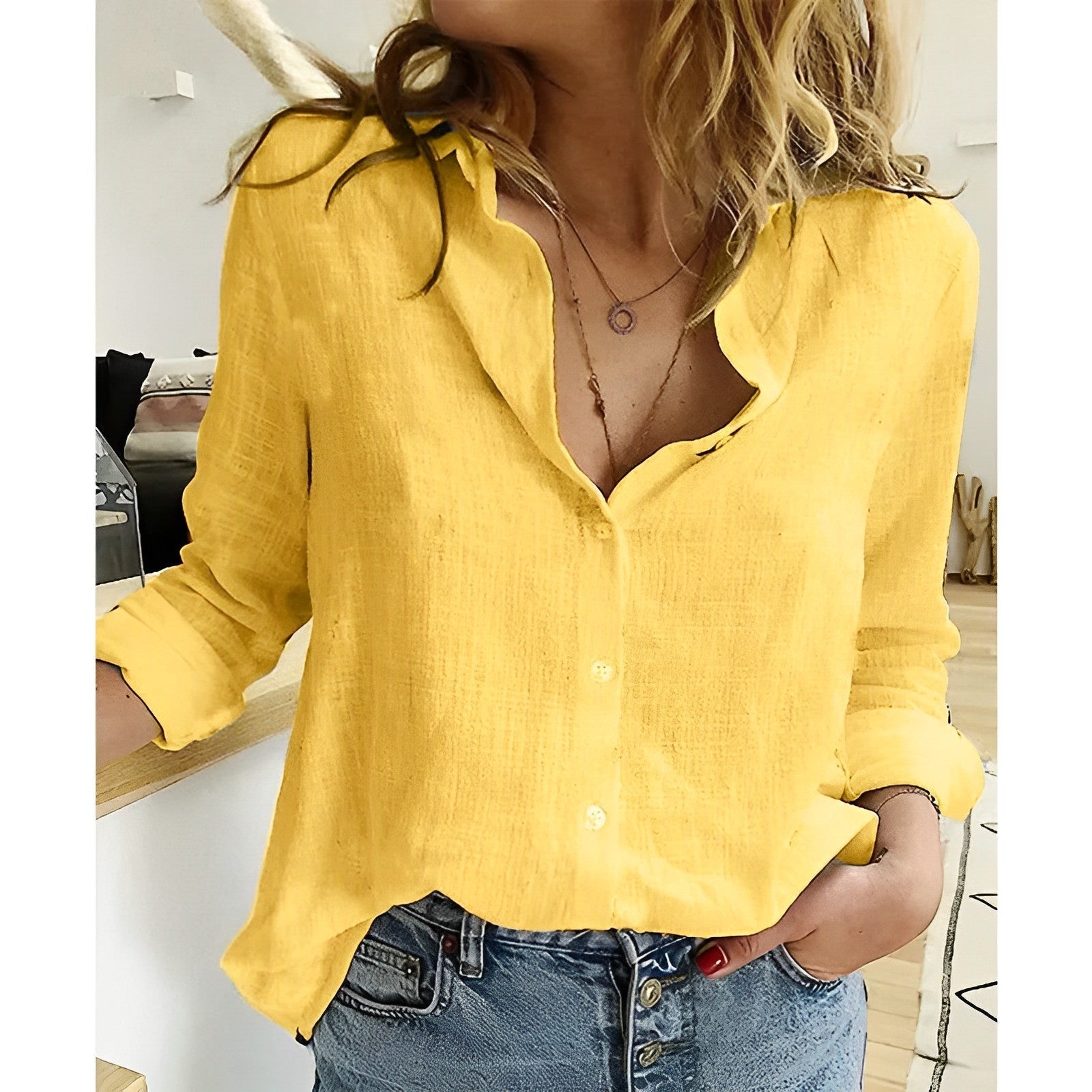 Levy | Chic Cotton-Linen Blend Top