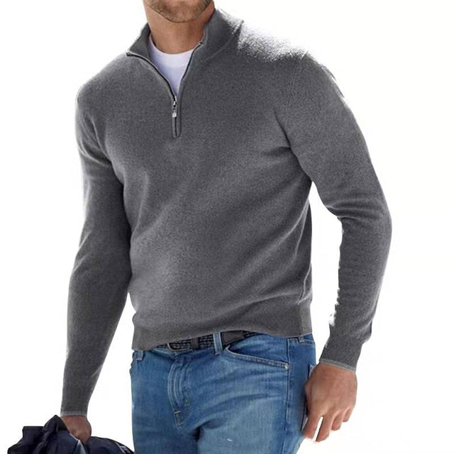 Aiden | Men's V-Neck Sweater with Zipper Detailing