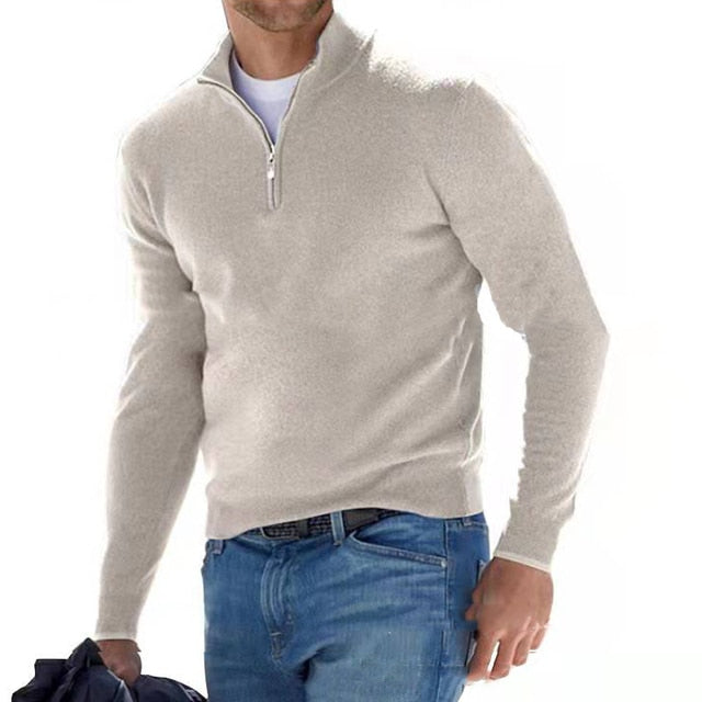 Aiden | Men's V-Neck Sweater with Zipper Detailing