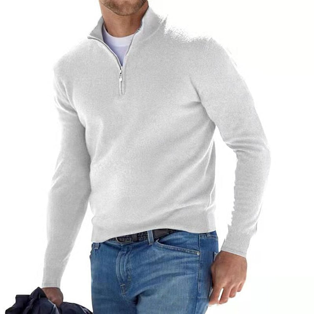 Aiden | Men's V-Neck Sweater with Zipper Detailing