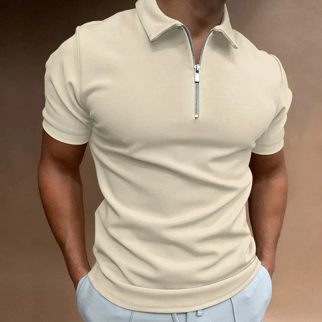Casual Men's Zippered Polo Shirt