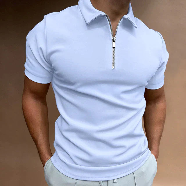 Casual Men's Zippered Polo Shirt