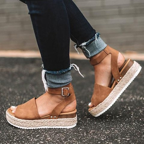 Jordan | Chic Jute Wedge Sandals for Women
