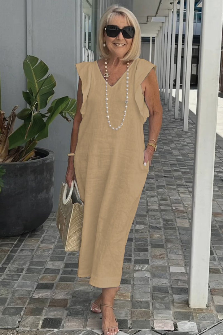 Hallie | Chic Sleeveless Linen Dress for Sun