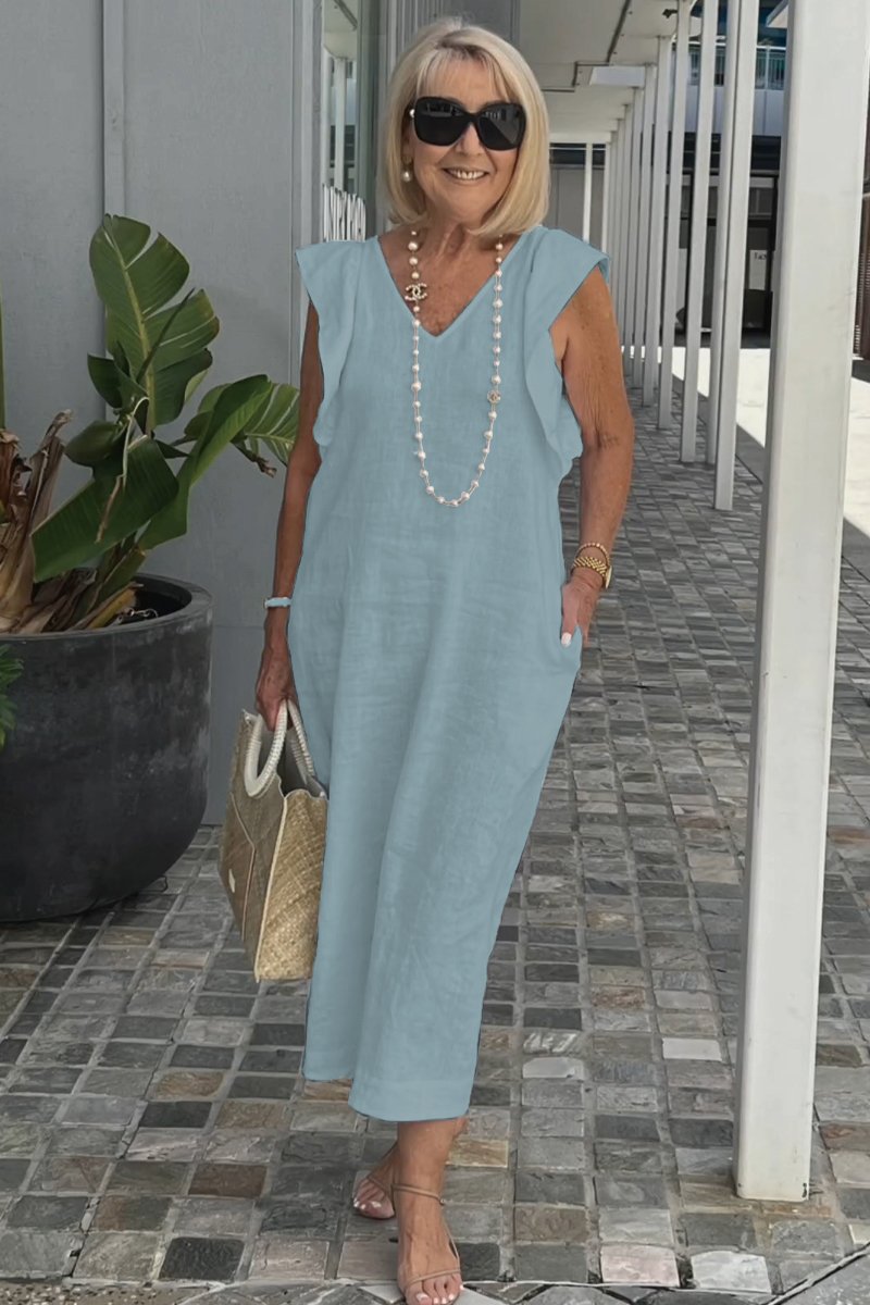 Hallie | Chic Sleeveless Linen Dress for Sun