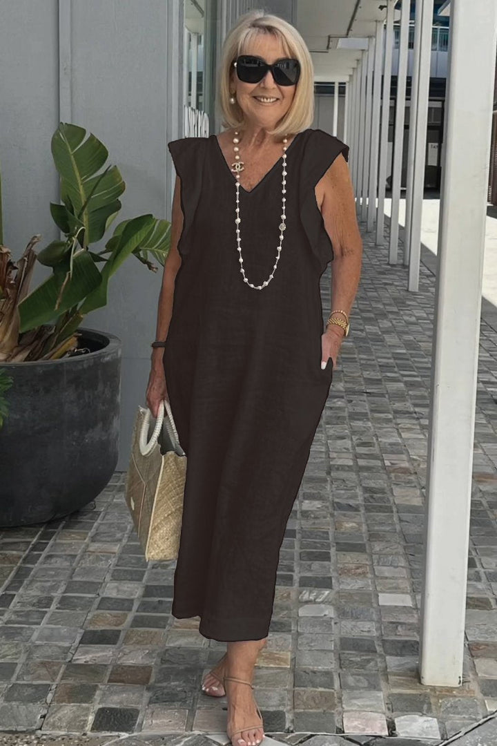 Hallie | Chic Sleeveless Linen Dress for Sun