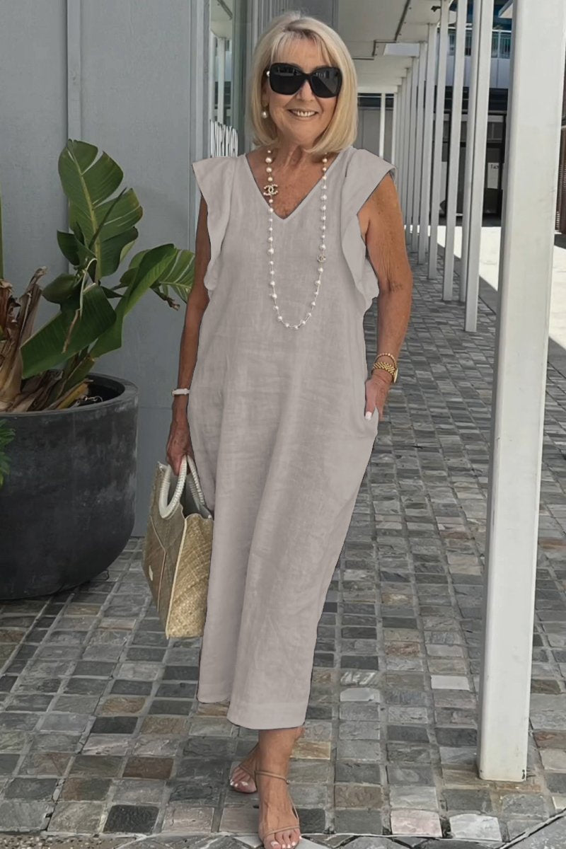 Hallie | Chic Sleeveless Linen Dress for Sun
