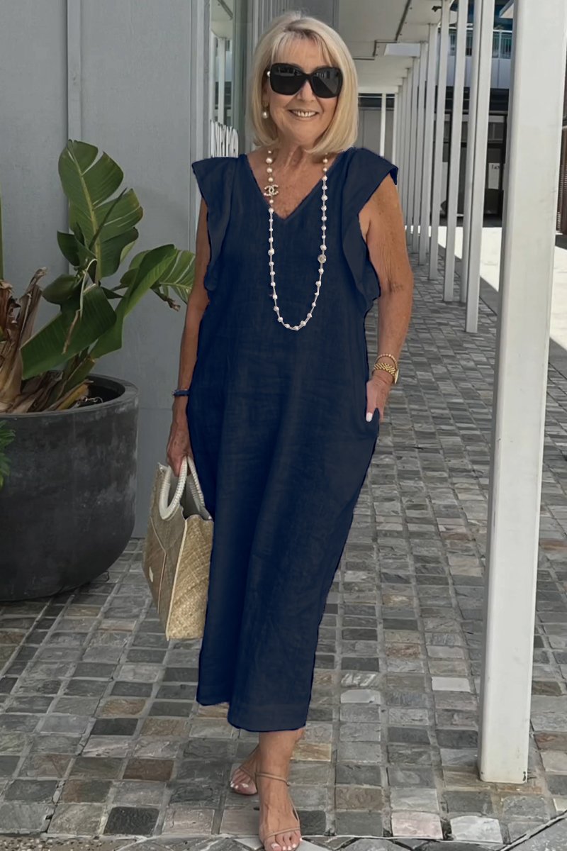 Hallie | Chic Sleeveless Linen Dress for Sun