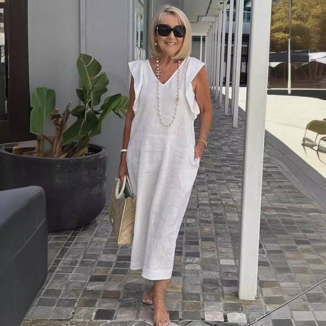 Hallie | Chic Sleeveless Linen Dress for Sun