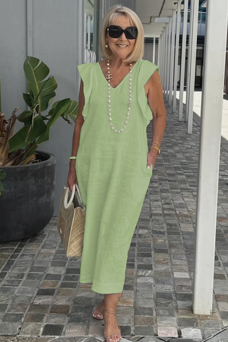 Hallie | Chic Sleeveless Linen Dress for Sun