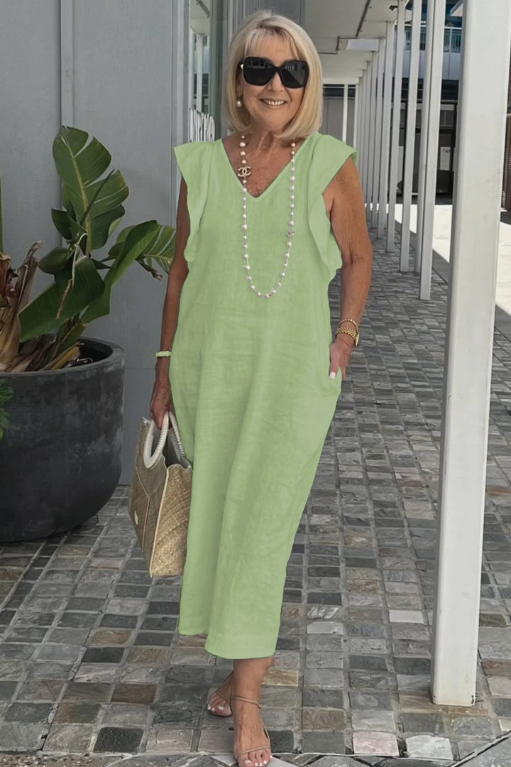 Hallie | Chic Sleeveless Linen Dress for Sun