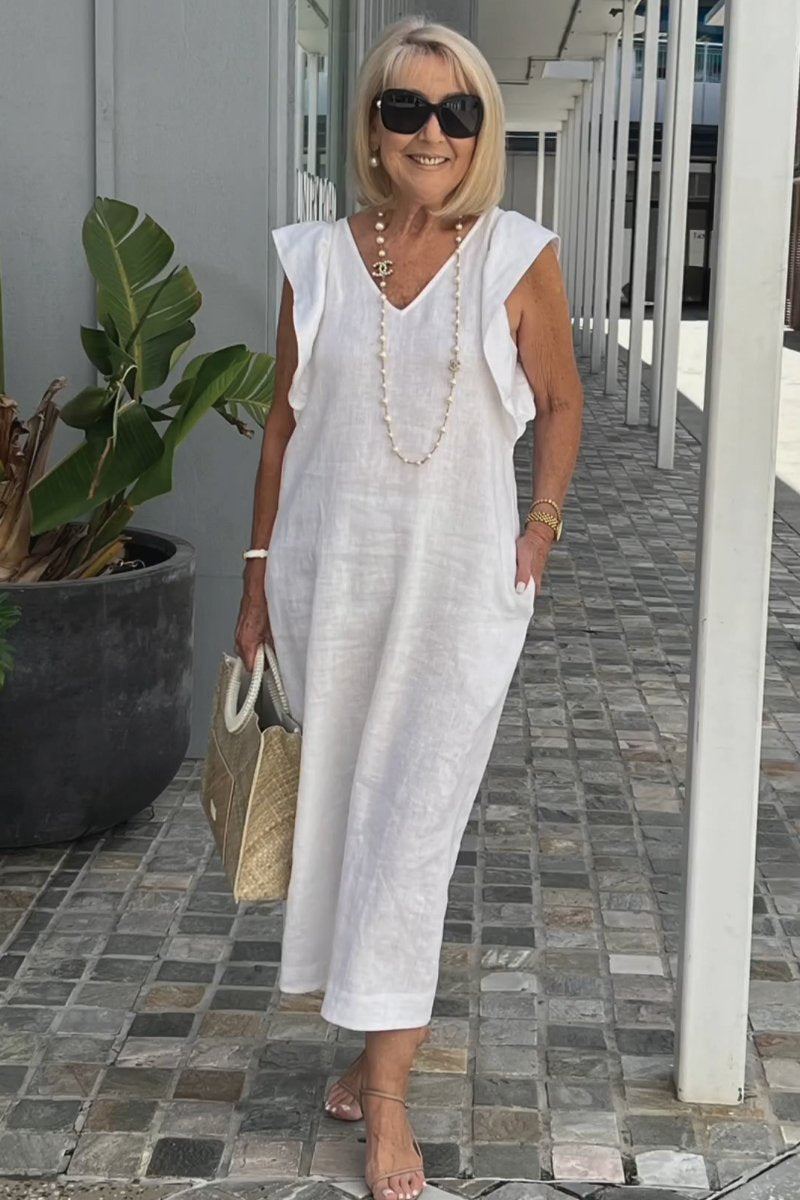 Hallie | Chic Sleeveless Linen Dress for Sun