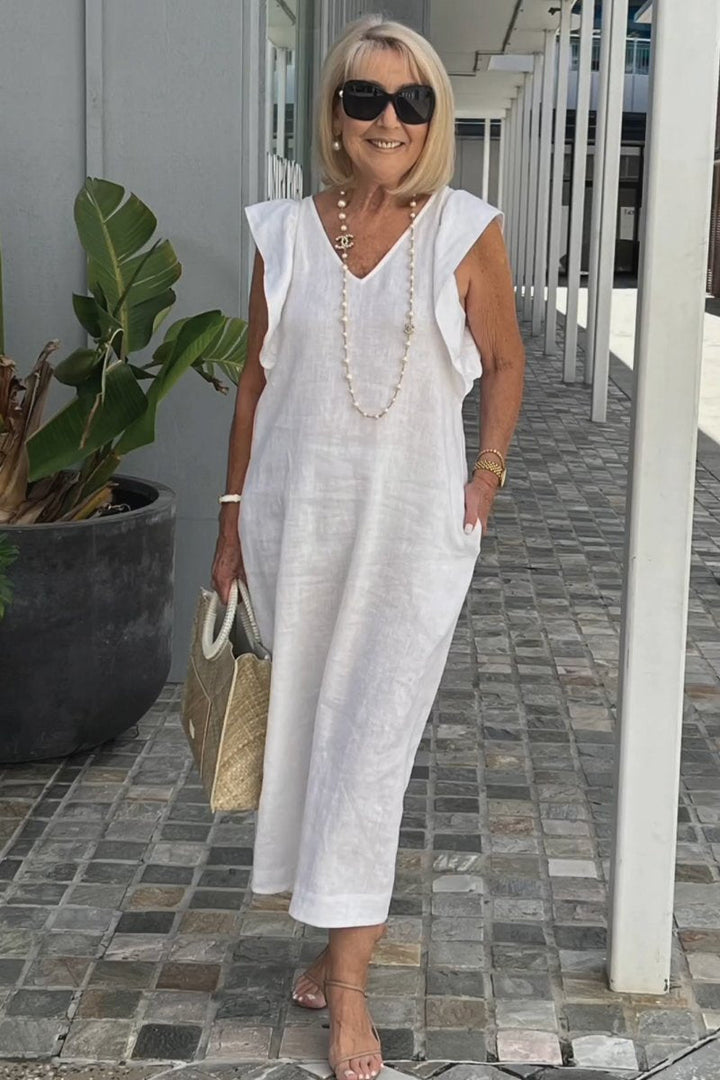 Hallie | Chic Sleeveless Linen Dress for Sun