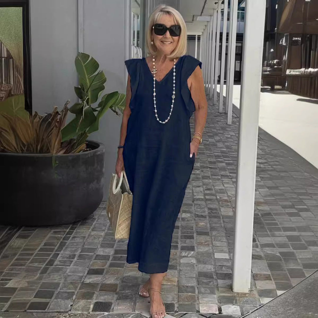 Hallie | Chic Sleeveless Linen Dress for Sun