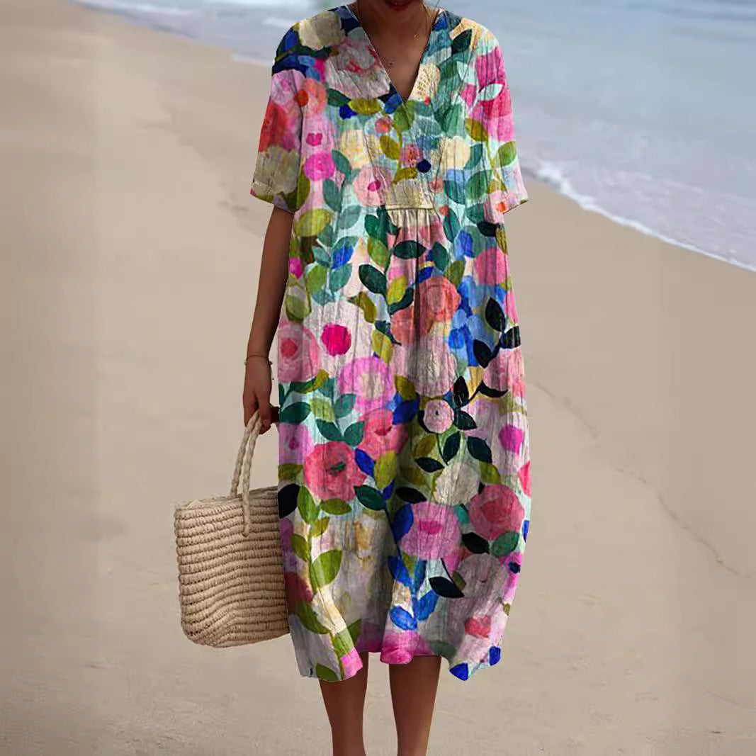 Floral Pattern Dress in Vibrant Colors