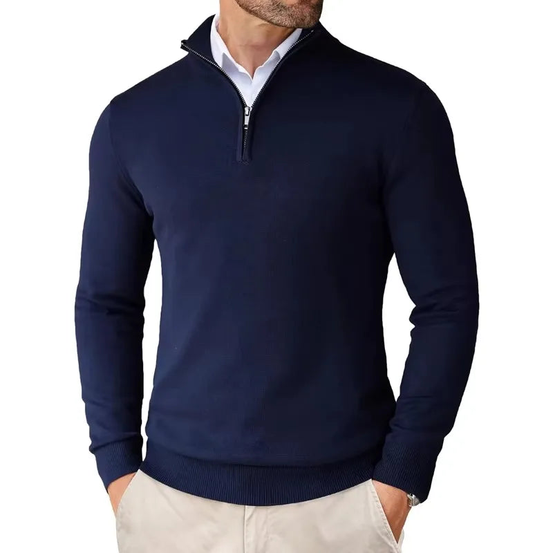 Edward | Men's Sweater with Zippered Collar | Soft Cotton Blend