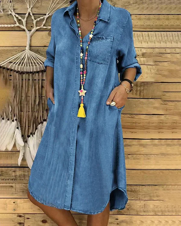 Elegant Denim Shirt Dress for Women
