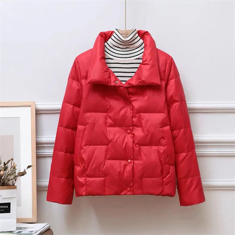 Women's Ultra-Light Down Jacket with Stand Collar