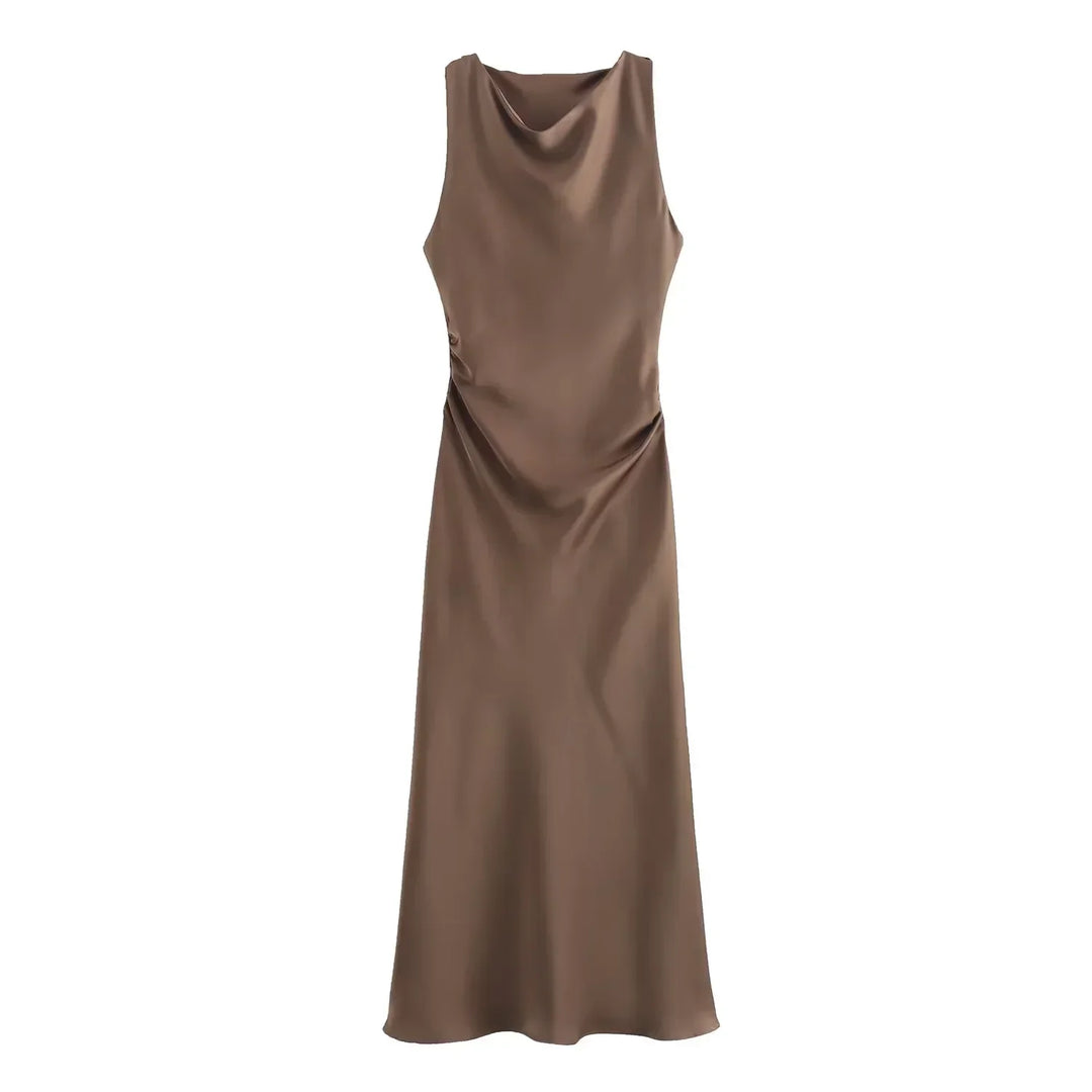 Maricar | Chic Satin Midi Dress for Her