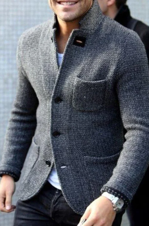 Connor | Men's Retro Gray Cardigan | Classic Style