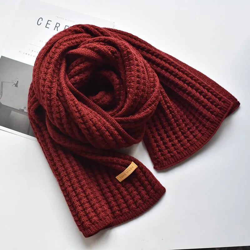 Long Ribbed Knit Scarf for Women
