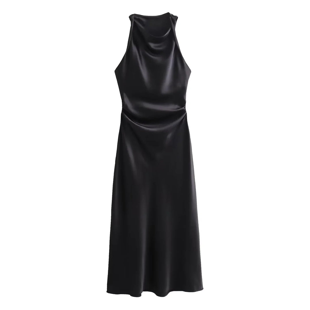 Maricar | Chic Satin Midi Dress for Her