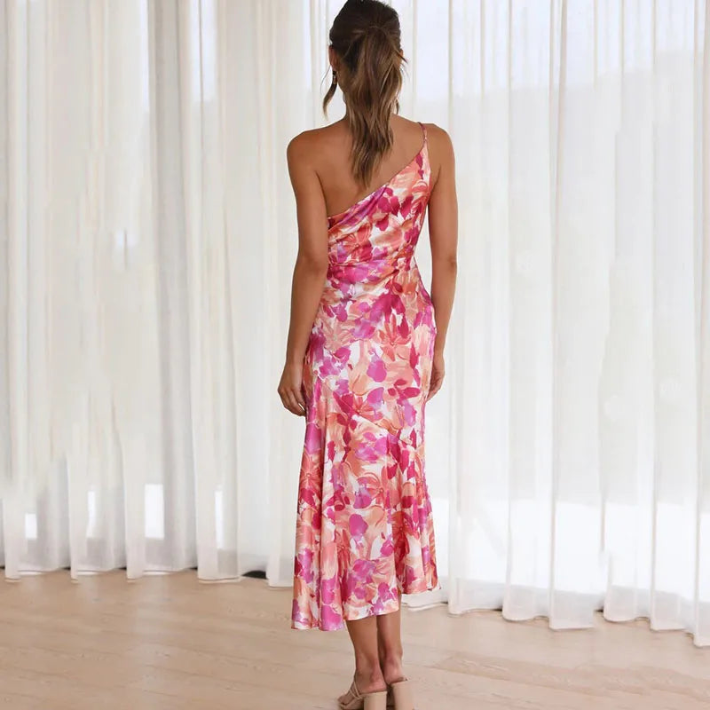 Madison | Chic Asymmetrical Floral Midi Dress