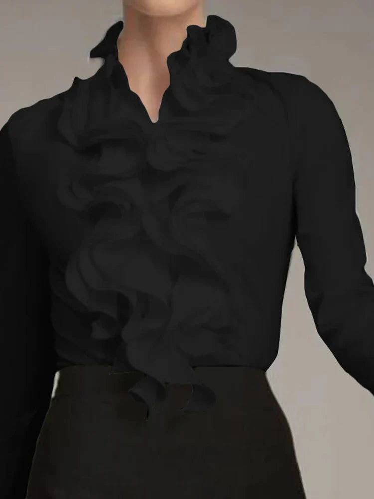 Women's Asymmetrical Blouse with Button Closure