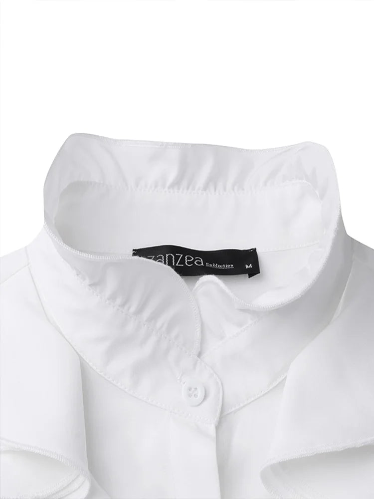 Women's Asymmetrical Blouse with Button Closure