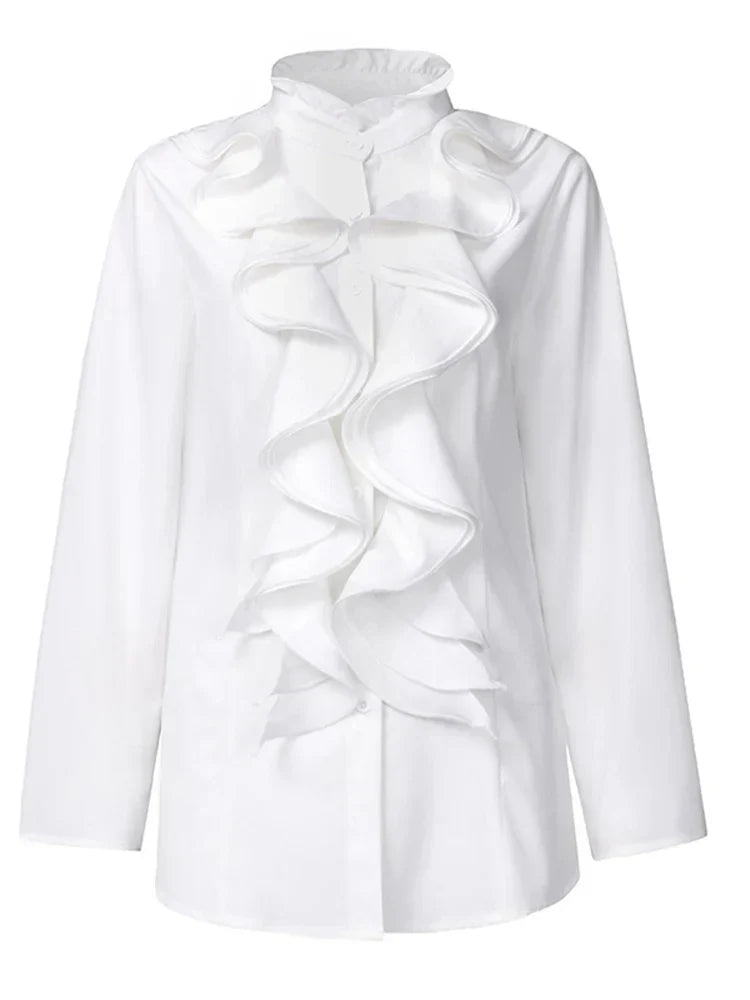 Women's Asymmetrical Blouse with Button Closure