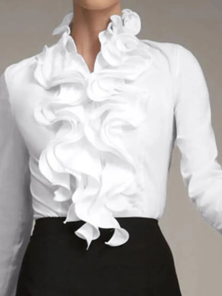 Women's Asymmetrical Blouse with Button Closure