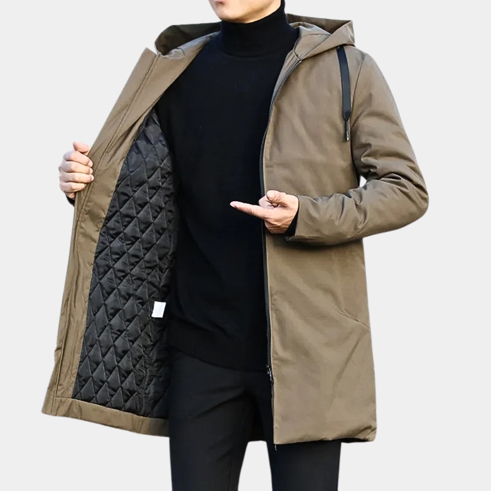 Noah | Men's Waterproof Rain Jacket | Stylish Long Coat