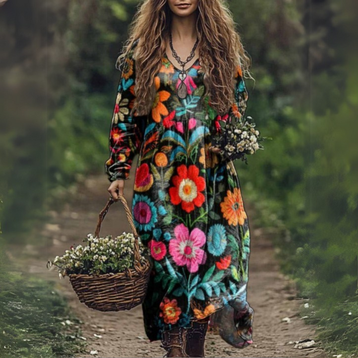 Elegant Long-Sleeve Midi Dress for Women