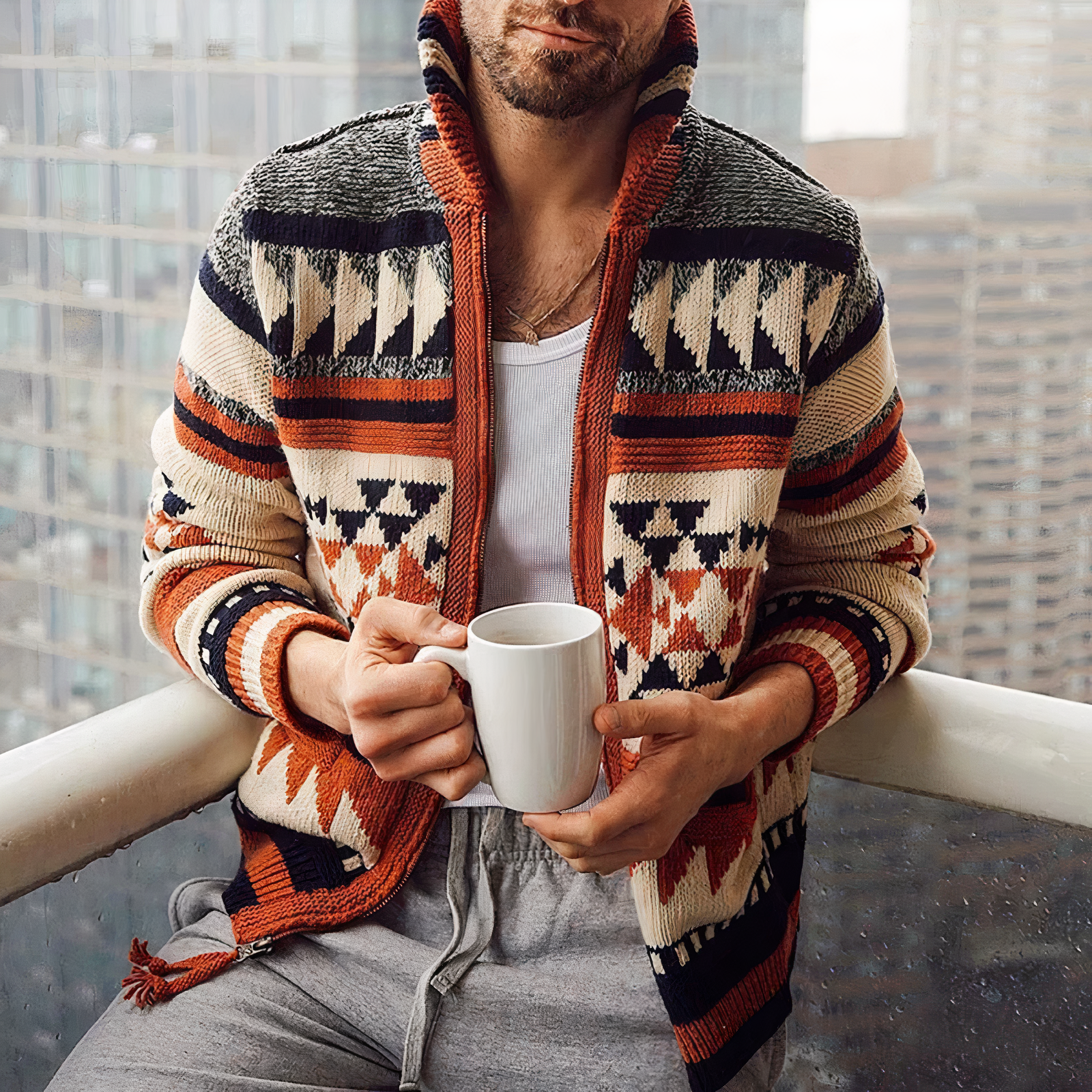 Nathaniel | Men's Jacquard Knit Cardigan
