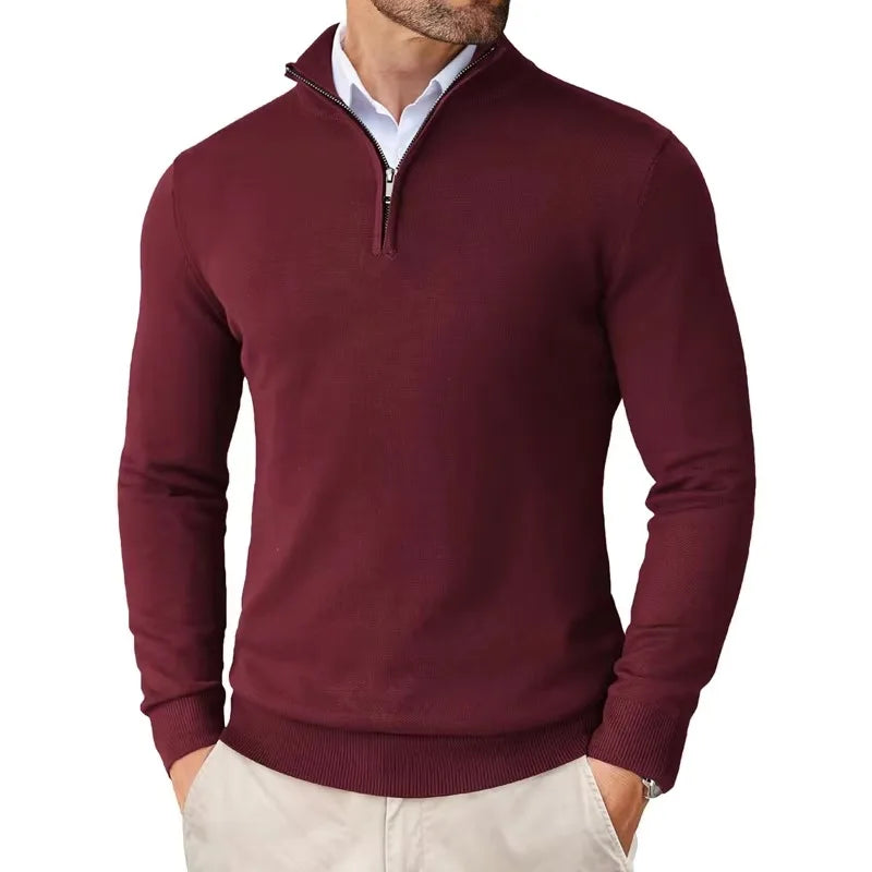 Edward | Men's Sweater with Zippered Collar | Soft Cotton Blend