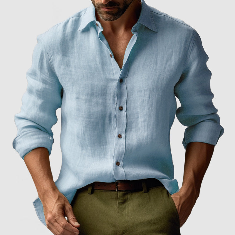 Men's Vintage Long Sleeve Linen Shirt